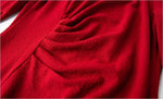فستان نسائى أحمر راقى مزين بحبات اللؤلؤ الصغيرة